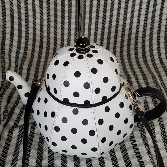 MAKE AN OFFER kate spade alice teapot tea party white crossbody new with tag - Picture 3 of 6